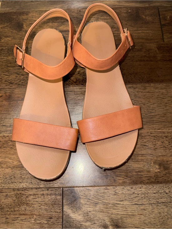 Sammi Shoes - Sammi Women’s Size 10M Tan Cognac Ankle Strap Flat Sandals Buckle